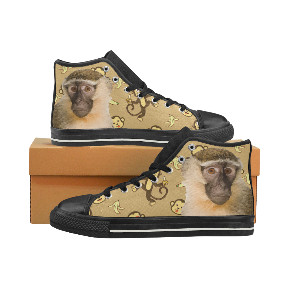 Monkey Black High Top Canvas Shoes for Kid