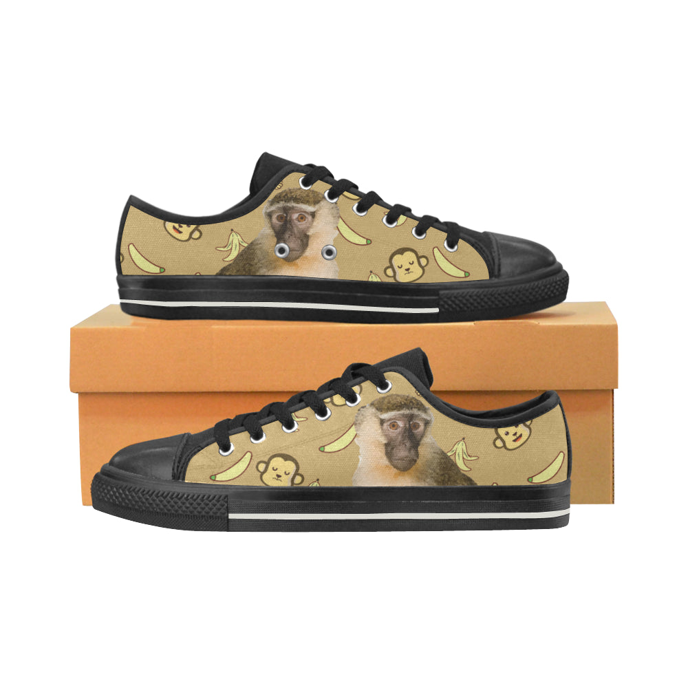 Monkey Black Low Top Canvas Shoes for Kid