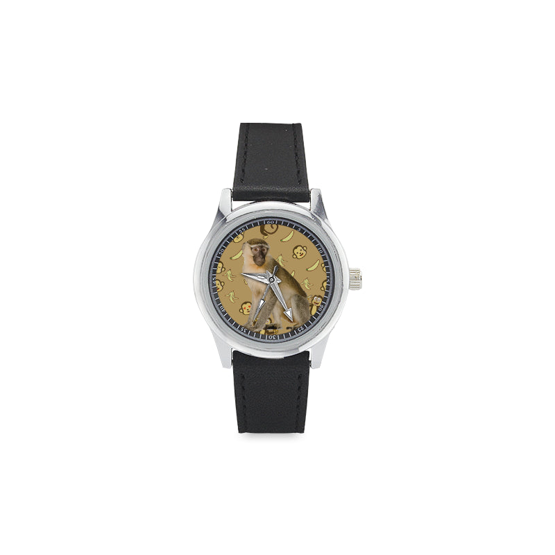 Monkey Kid's Stainless Steel Leather Strap Watch