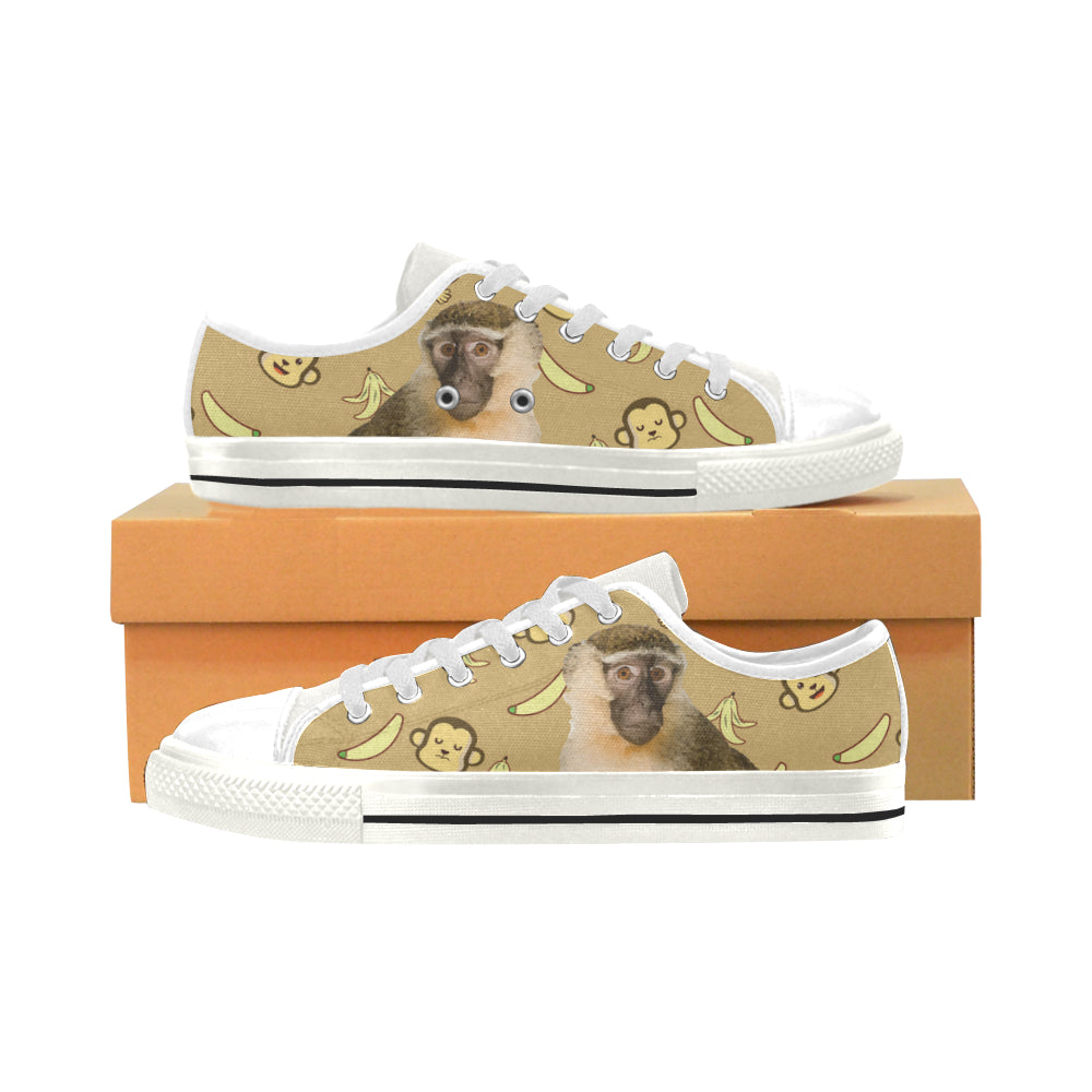 Monkey White Low Top Canvas Shoes for Kid