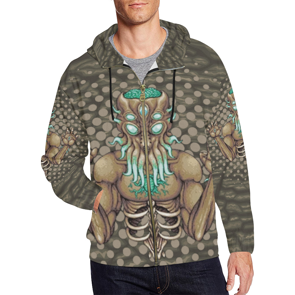 Moon Lord All Over Print Full Zip Hoodie for Men