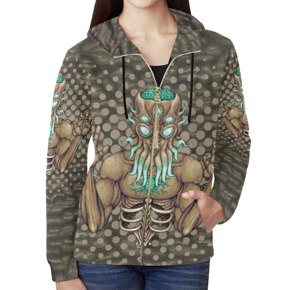 Moon Lord All Over Print Full Zip Hoodie for Women