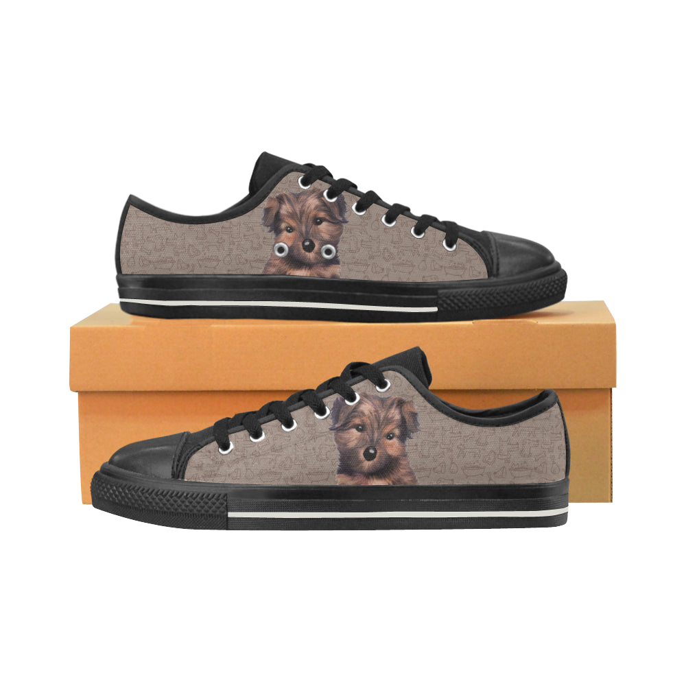 Morkie Dog Black Canvas Women's Shoes/Large Size