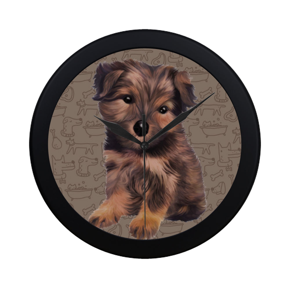 Morkie Dog Black Circular Plastic Wall clock